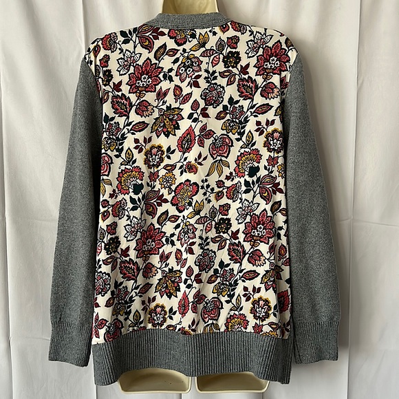 Jason Wu Luxurious Floral Gray Knit Sweater Cardigan Size M - Picture 2 of 4